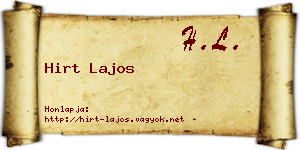 Hirt Lajos névjegykártya